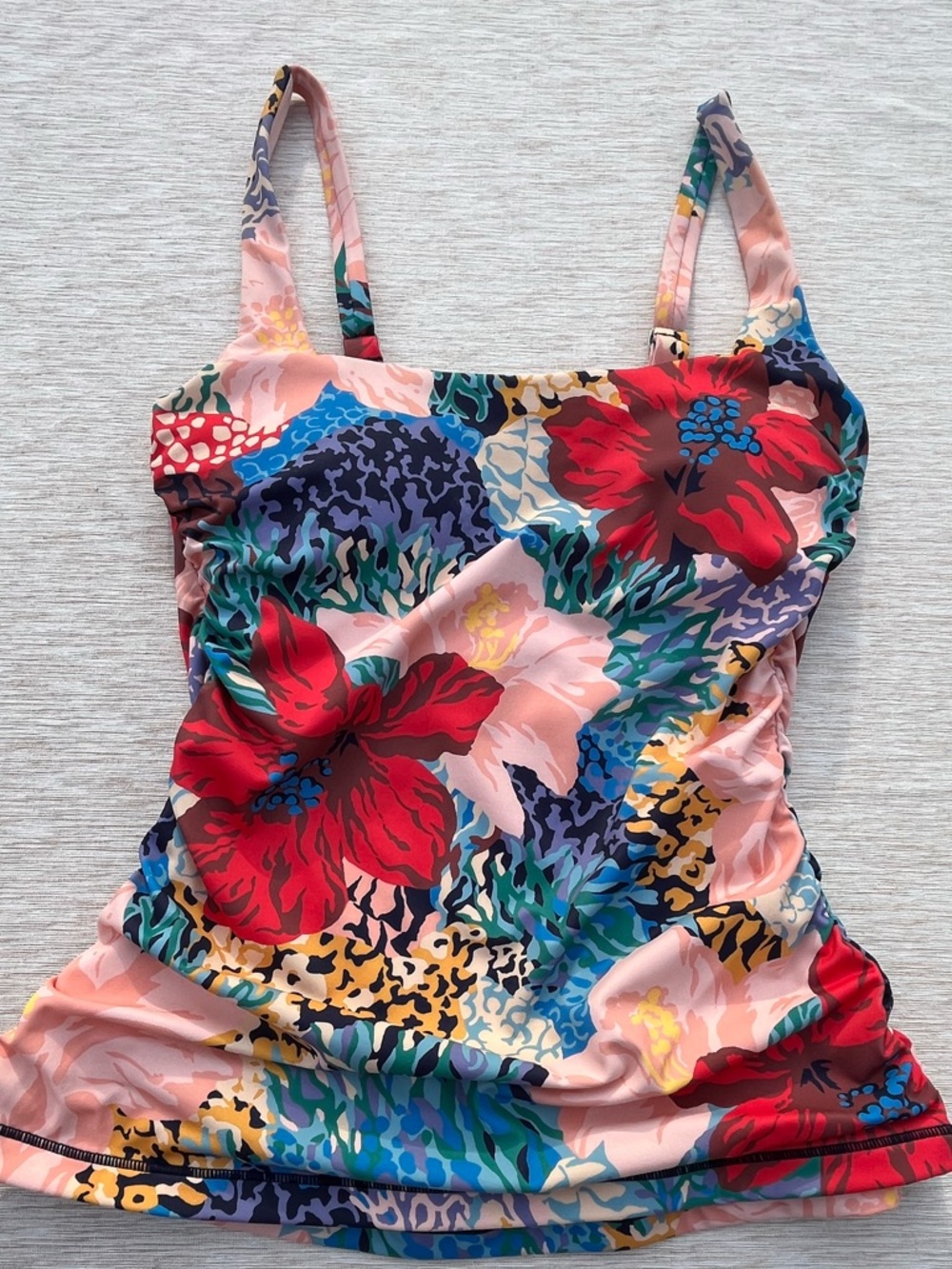 Athleta Women’s Swimsuit Bathing Suit Cream Multi Floral Tankini Top 34 B/C S/M